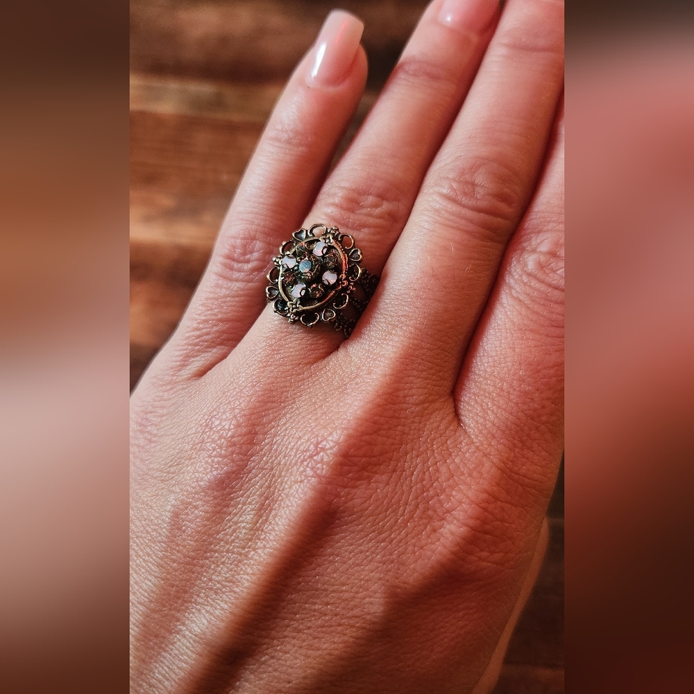 Kenny Ma Swarovski crystal adjustable cocktail ring